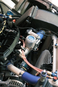 a close up view of a car engine