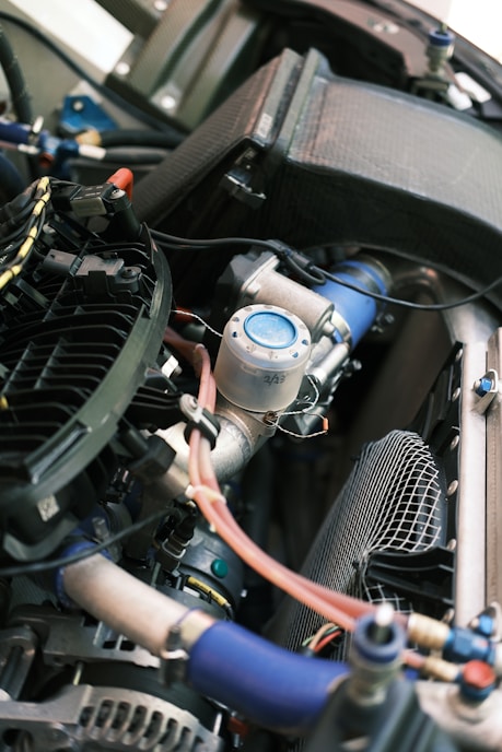 a close up view of a car engine