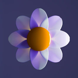 a purple and white flower floating in the air