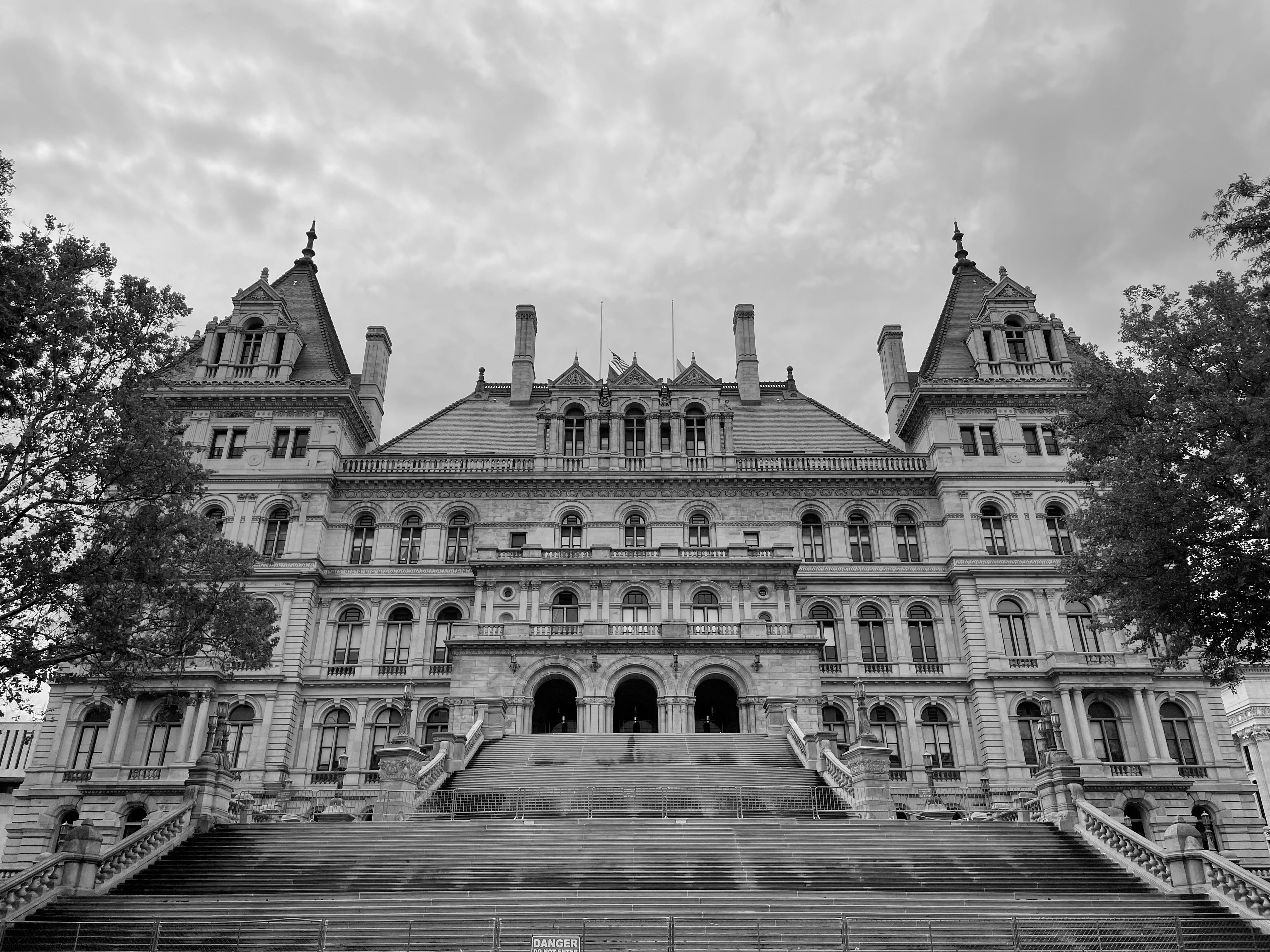 a large building with stairs leading up to it