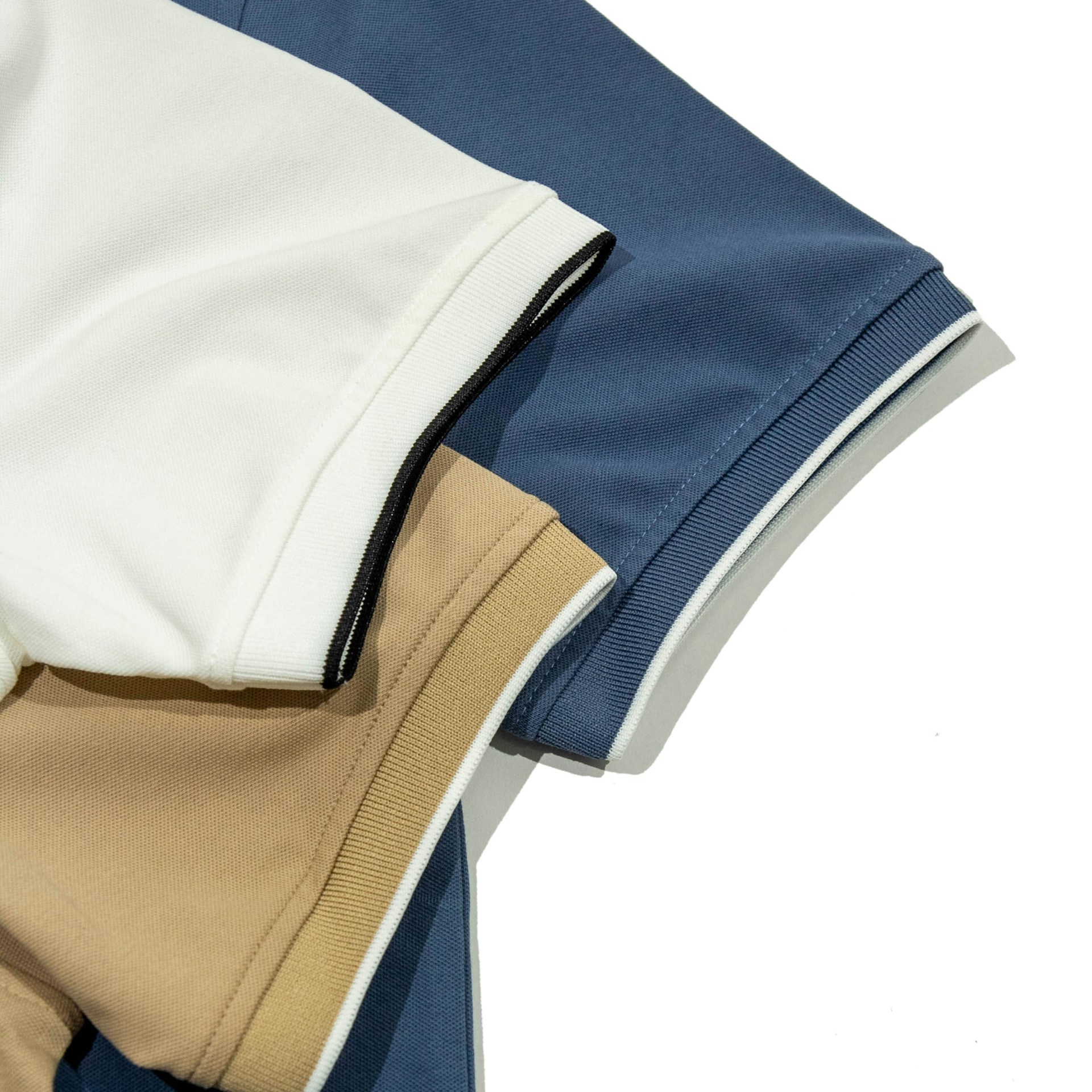 a close up of a white and blue jacket