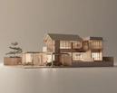 a model of a house with a car parked in front of it
