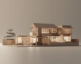 a model of a house with a car parked in front of it