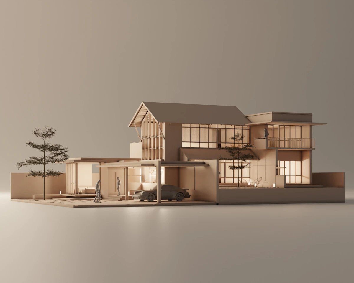 Exploded 3D residential perspective