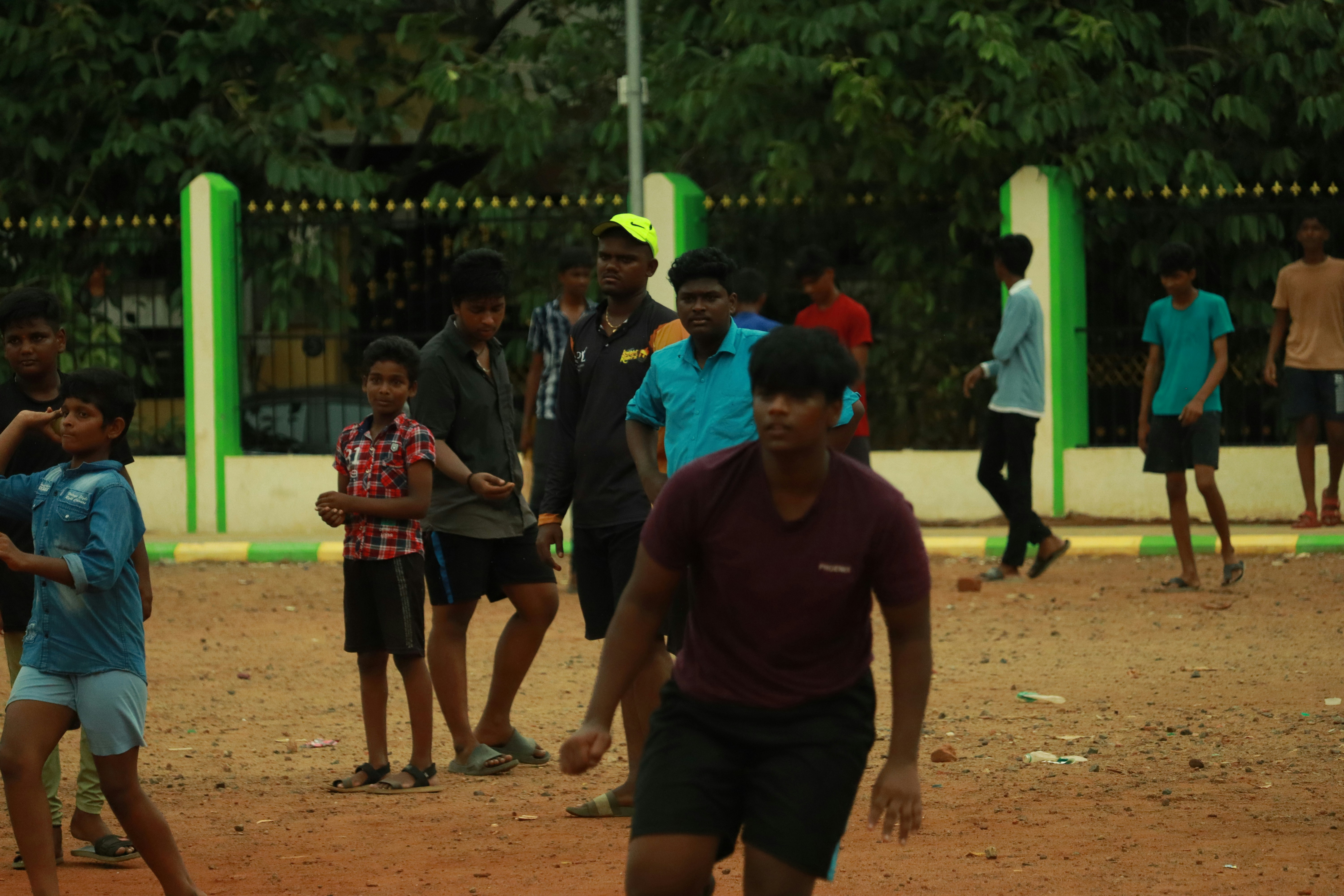 Young men playing frisbee