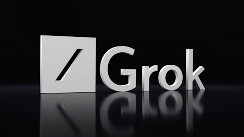 a black and white photo of the word grok