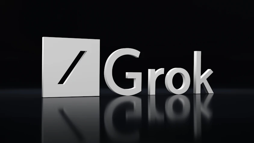 a black and white photo of the word grok