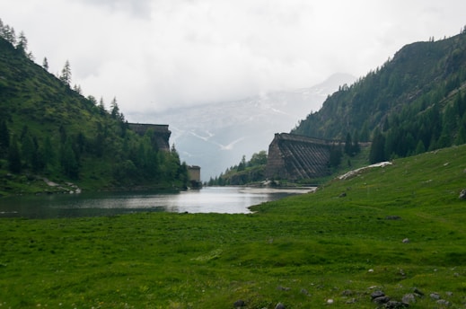 a large body of water surrounded by mountains
