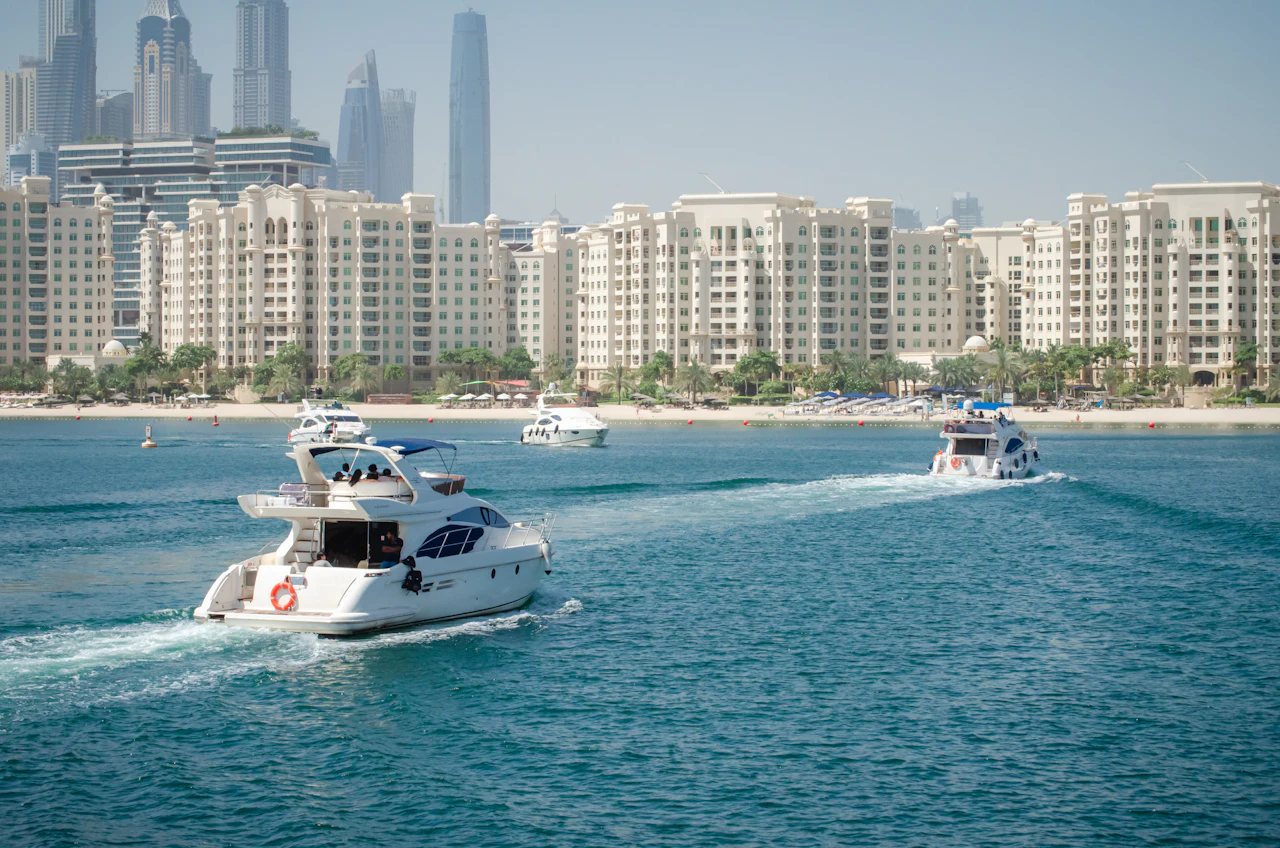 Boats near the Dubai waterfront