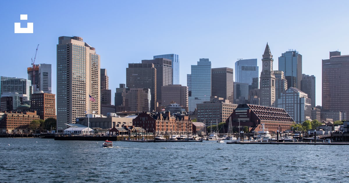 A view of a city from the water photo – Free Boston harbor Image on ...