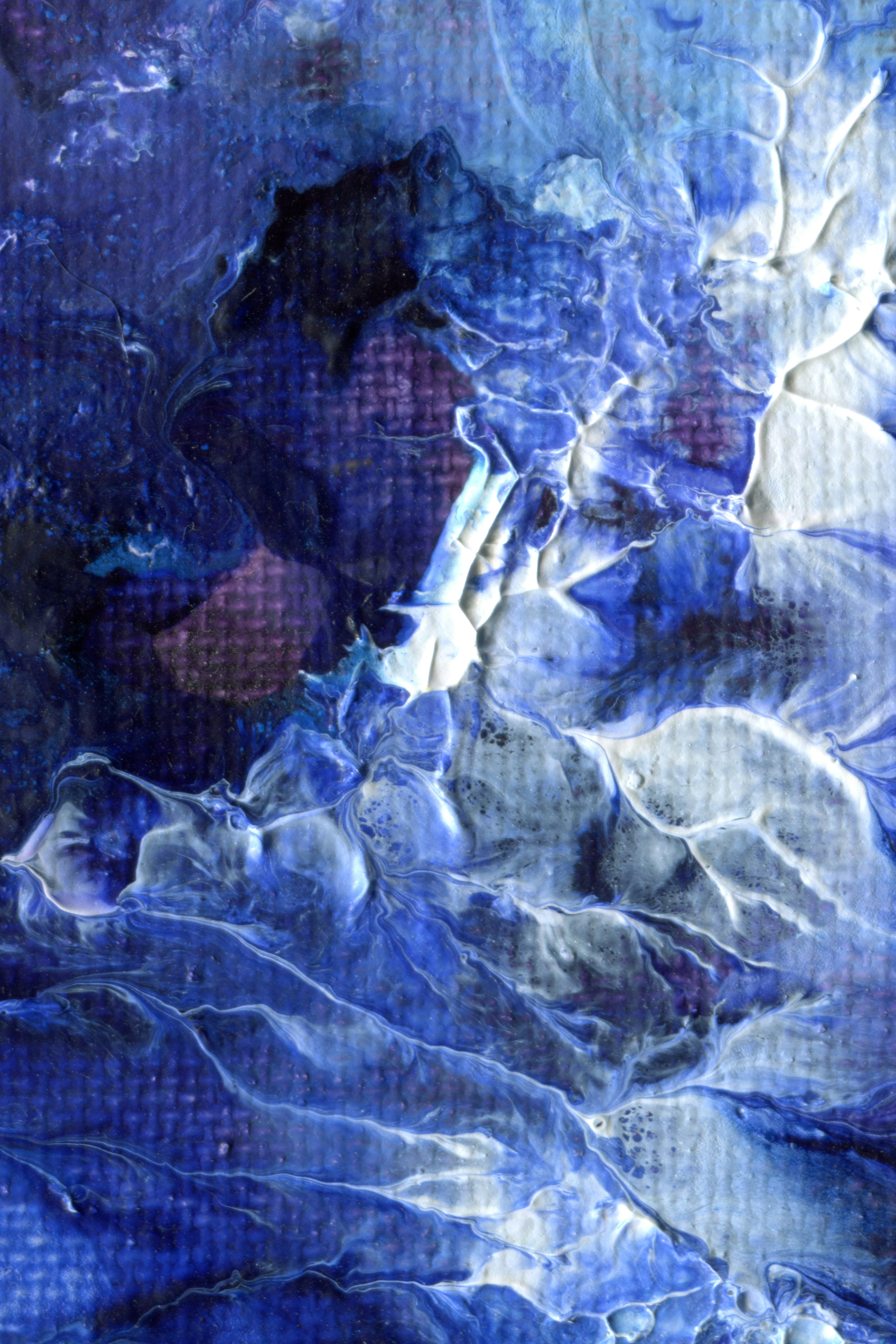 a painting of blue and white colors