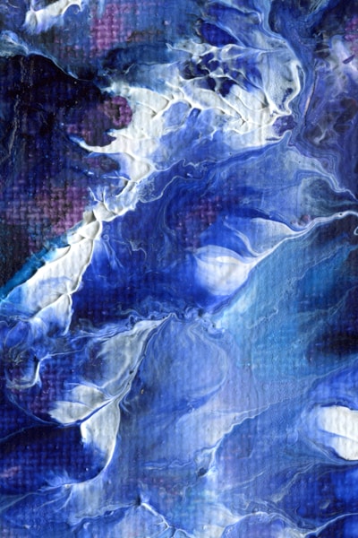 an abstract painting of blue and white colors