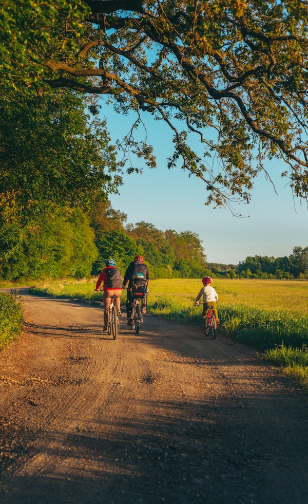 Kids on a first bike ride