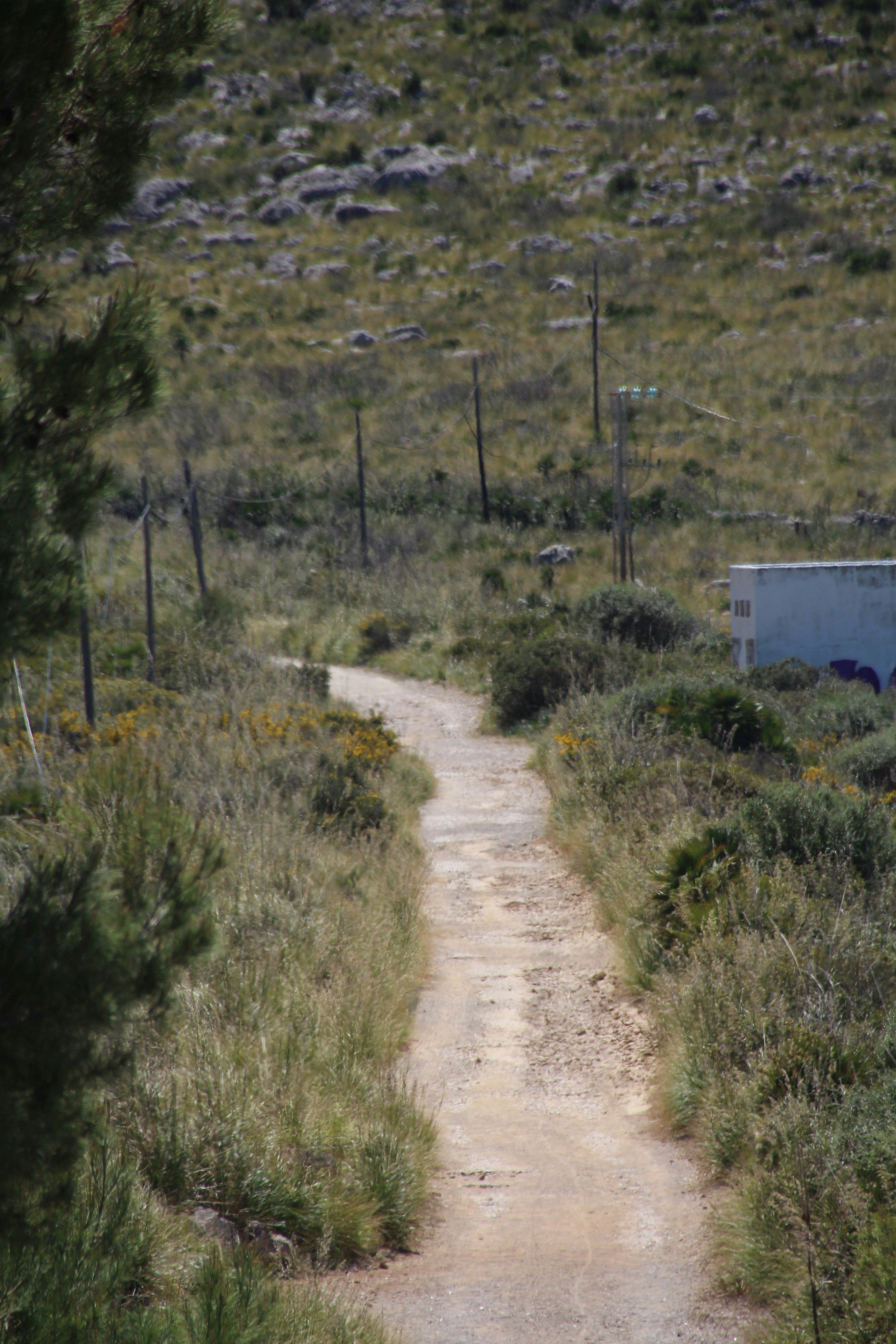 a truck is parked on the side of a dirt road