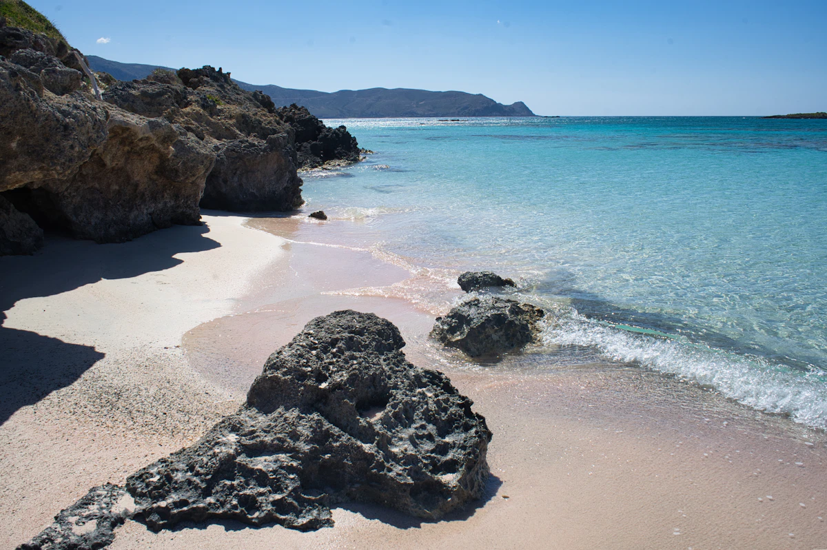 Pink and white sand at Elafonissi Beach, Crete