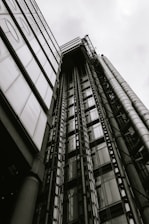 a black and white photo of a tall building