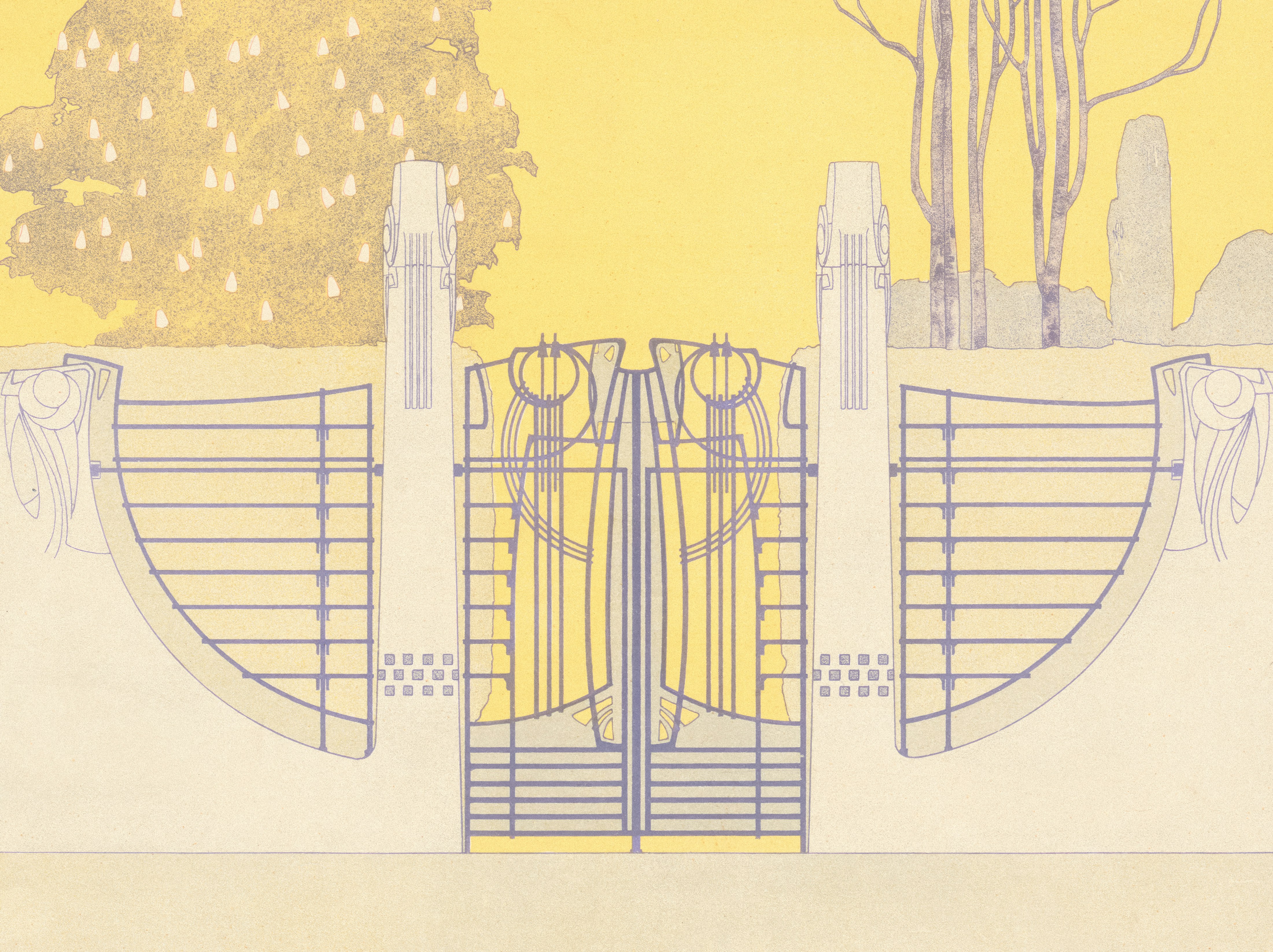 Title: Parktor aus Schmiedeeisen: Ansicht (aus: Moderne Bauformen. Fassaden, Interieurs, Details im Verein mit R. Beauclair, hrsg.v. M.J. Gradl, Bd. 2, H.12, 1903) Creator: Em. van Averbeke Date: 1903 Providing institution: Museum of Architecture at Berlin Institute of Technology Aggregator: German Digital Library Providing Country: Germany CC0 Parktor aus Schmiedeeisen: Ansicht (aus: Moderne Bauformen. Fassaden, Interieurs, Details im Verein mit R. Beauclair, hrsg.v. M.J. Gradl, Bd. 2, H.12, 1903) by Em. van Averbeke - Museum of Architecture at Berlin Institute of Technology, Germany - CC0.