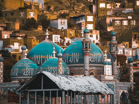 a large building with many domes on top of it