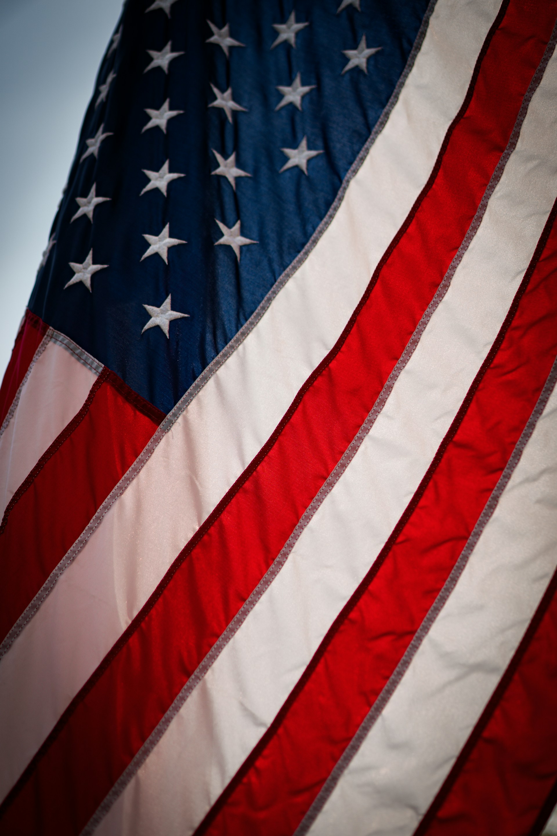 a close up of a large american flag