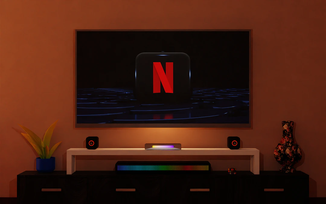 A flat-screen television in a living room