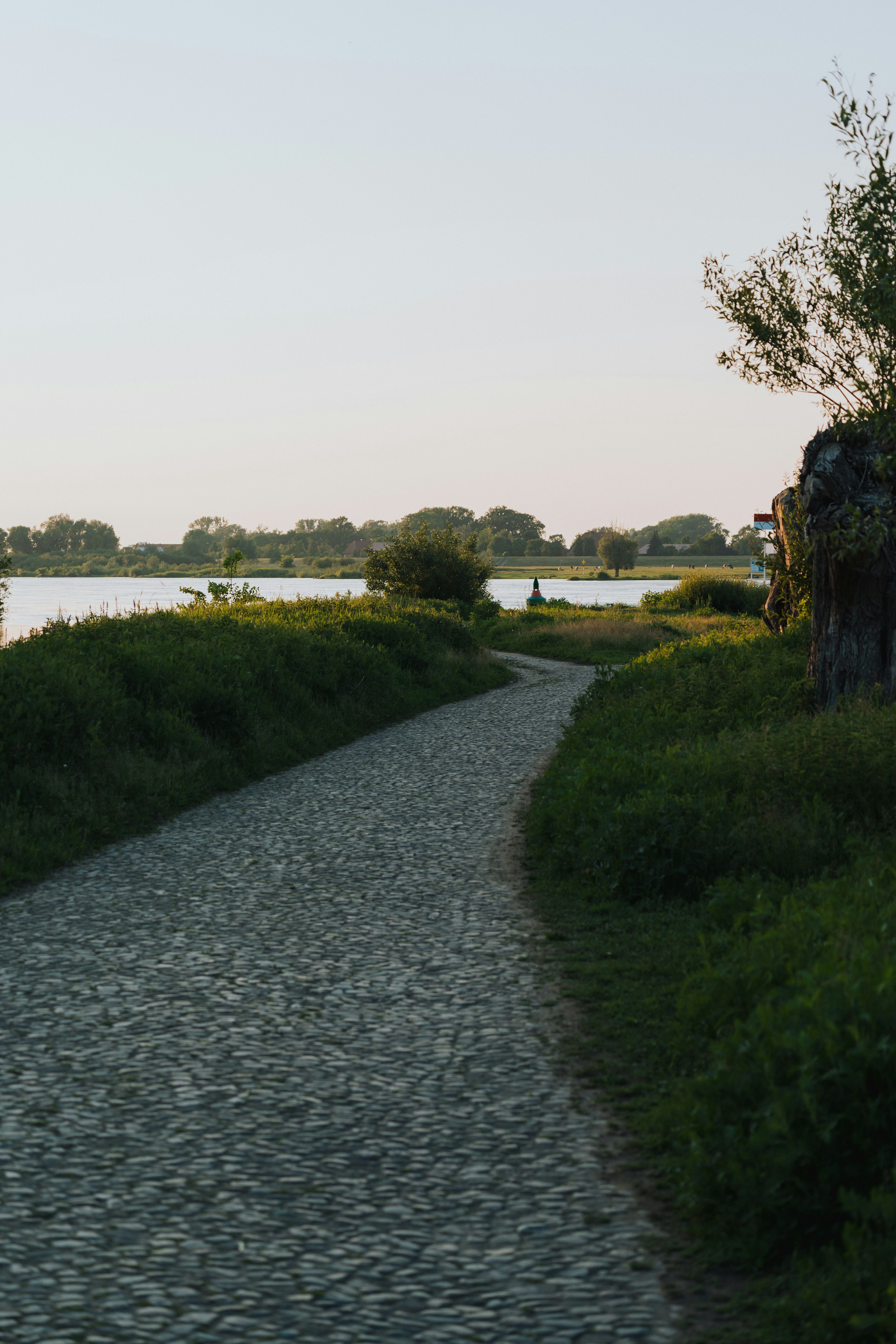 a path that is next to a body of water