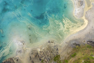 an aerial view of a body of water