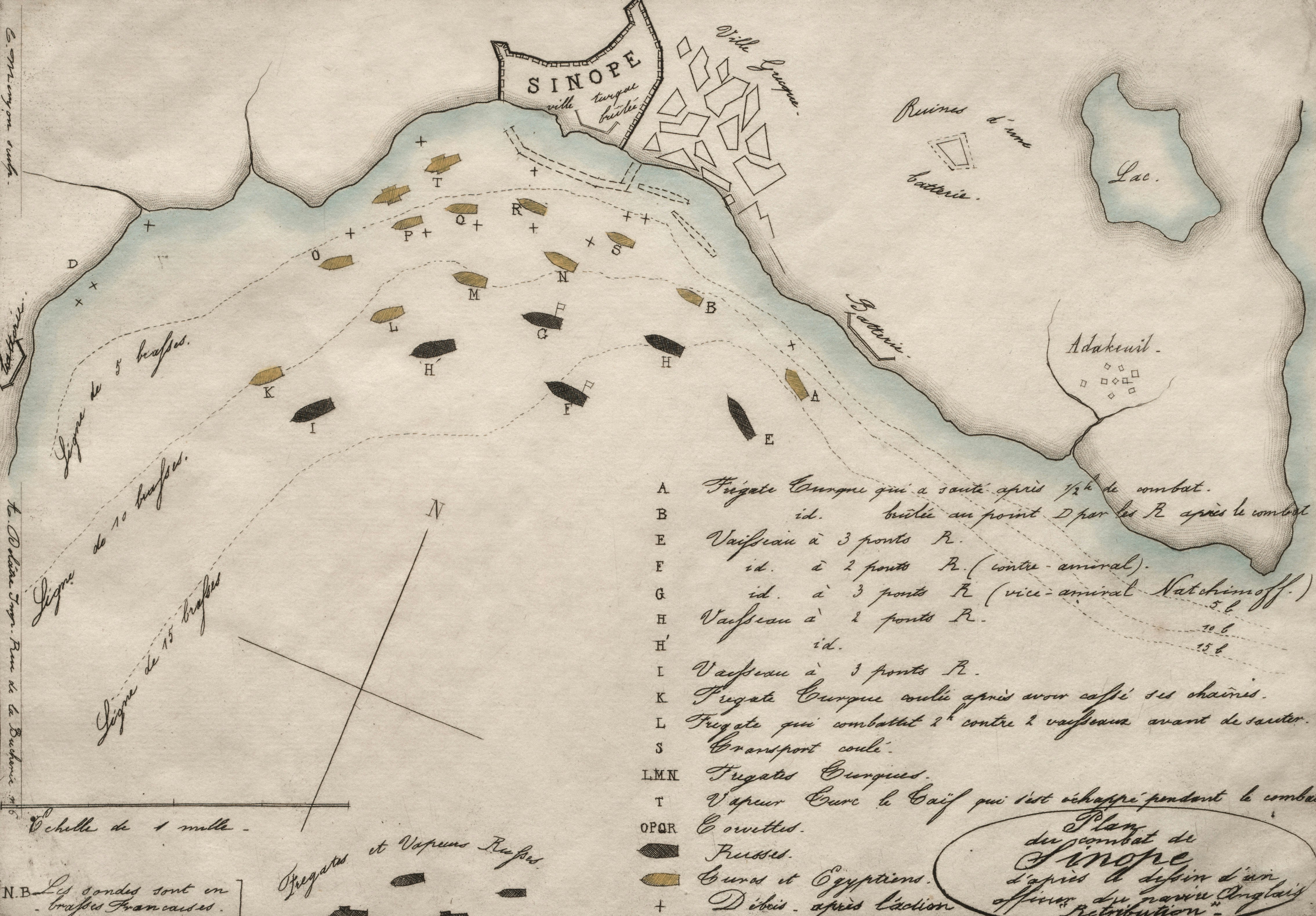 Naval battle map with ships near a coastline.