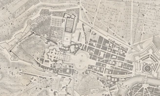 Detailed historical map of a european city