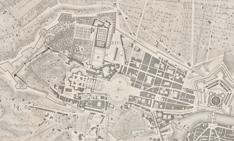 Detailed historical map of a european city