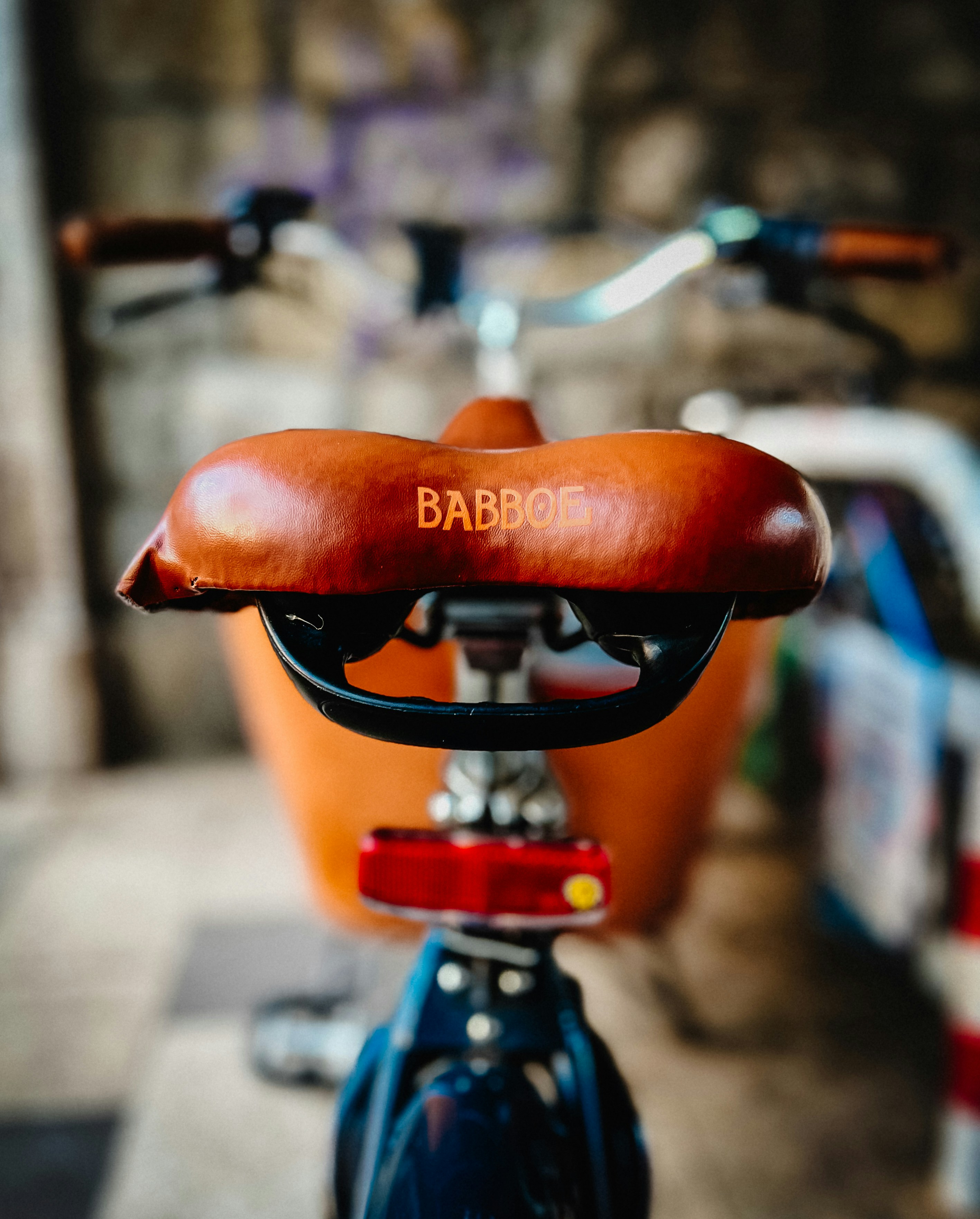 a close up of a bike with a saddle seat