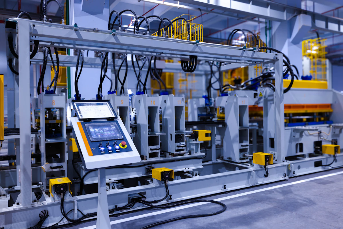Touchscreen control panel on industrial equipment