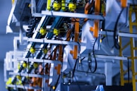 a bunch of wires that are on a rack