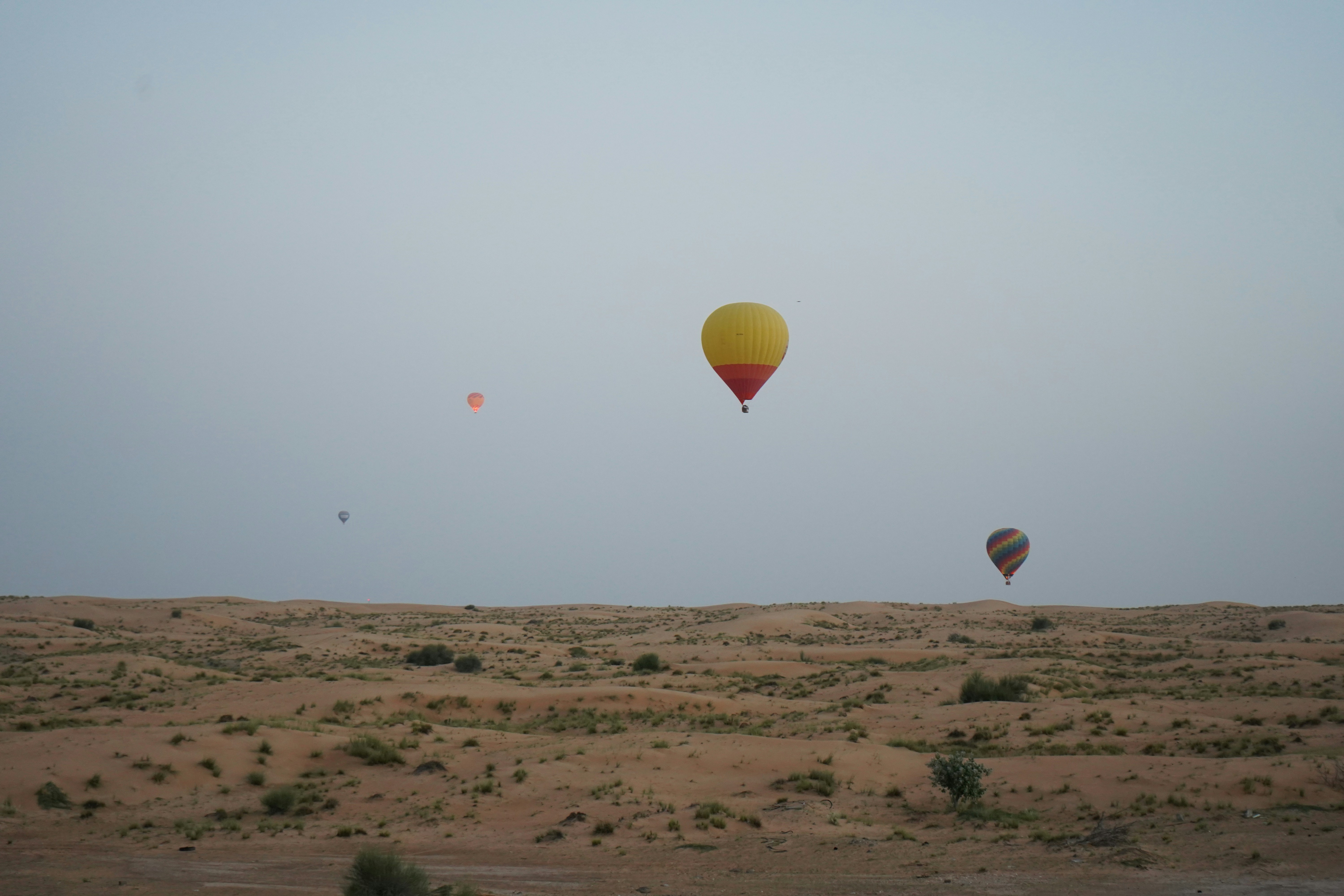 a group of hot air balloons flying in the sky