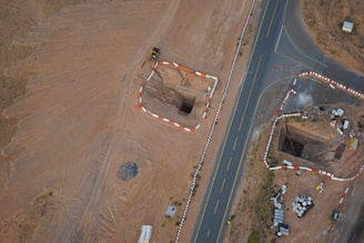an aerial view of a construction site in the middle of nowhere