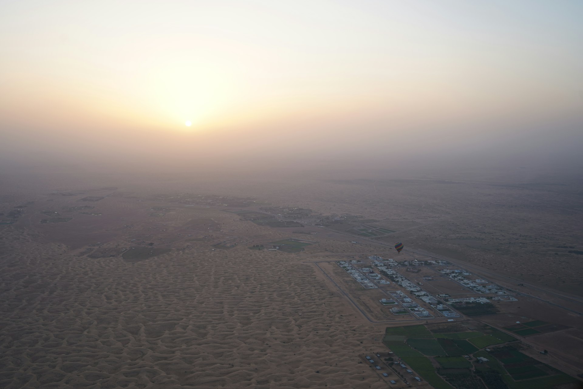 a hot air balloon flying in the sky