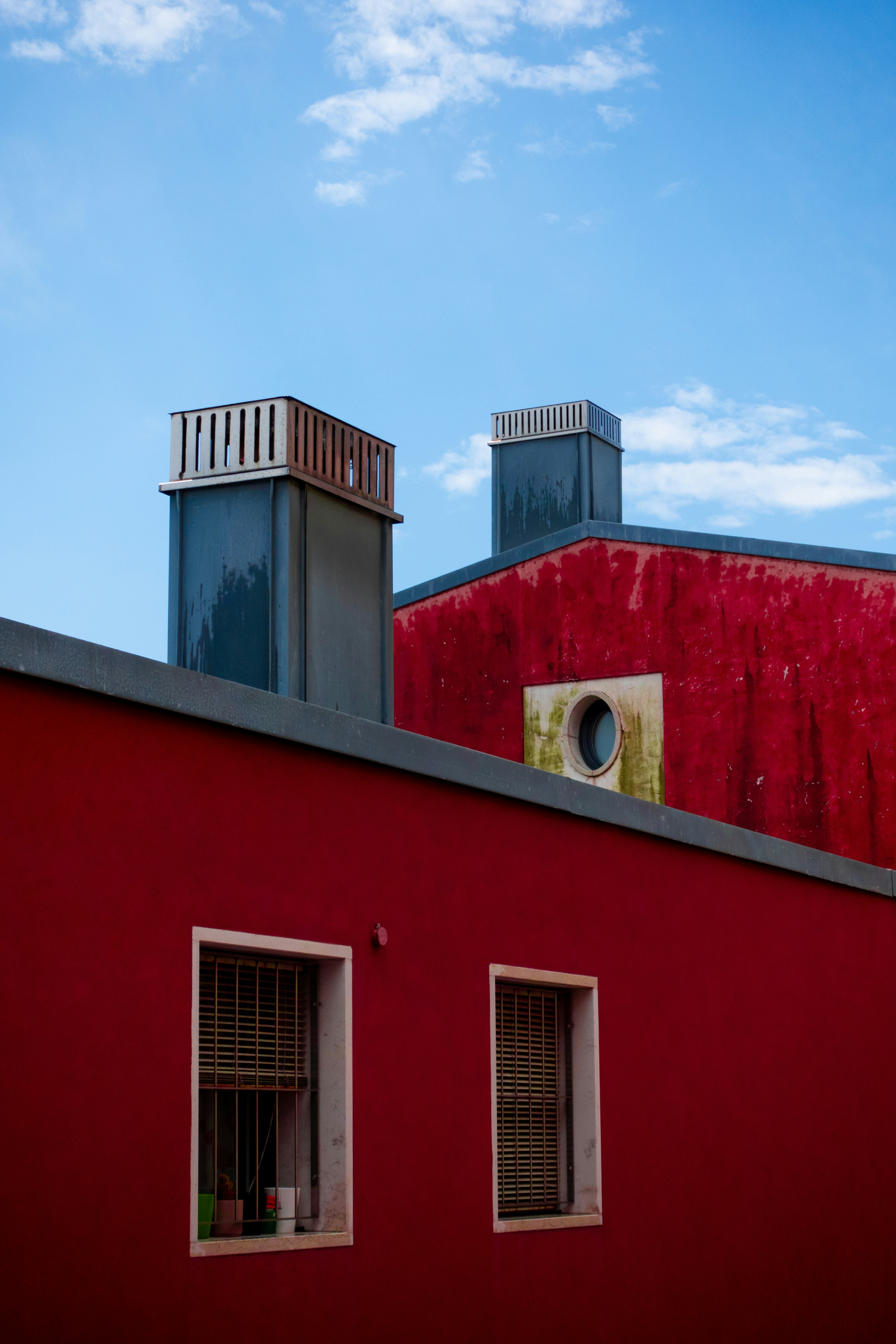 Red houses with chimneys
