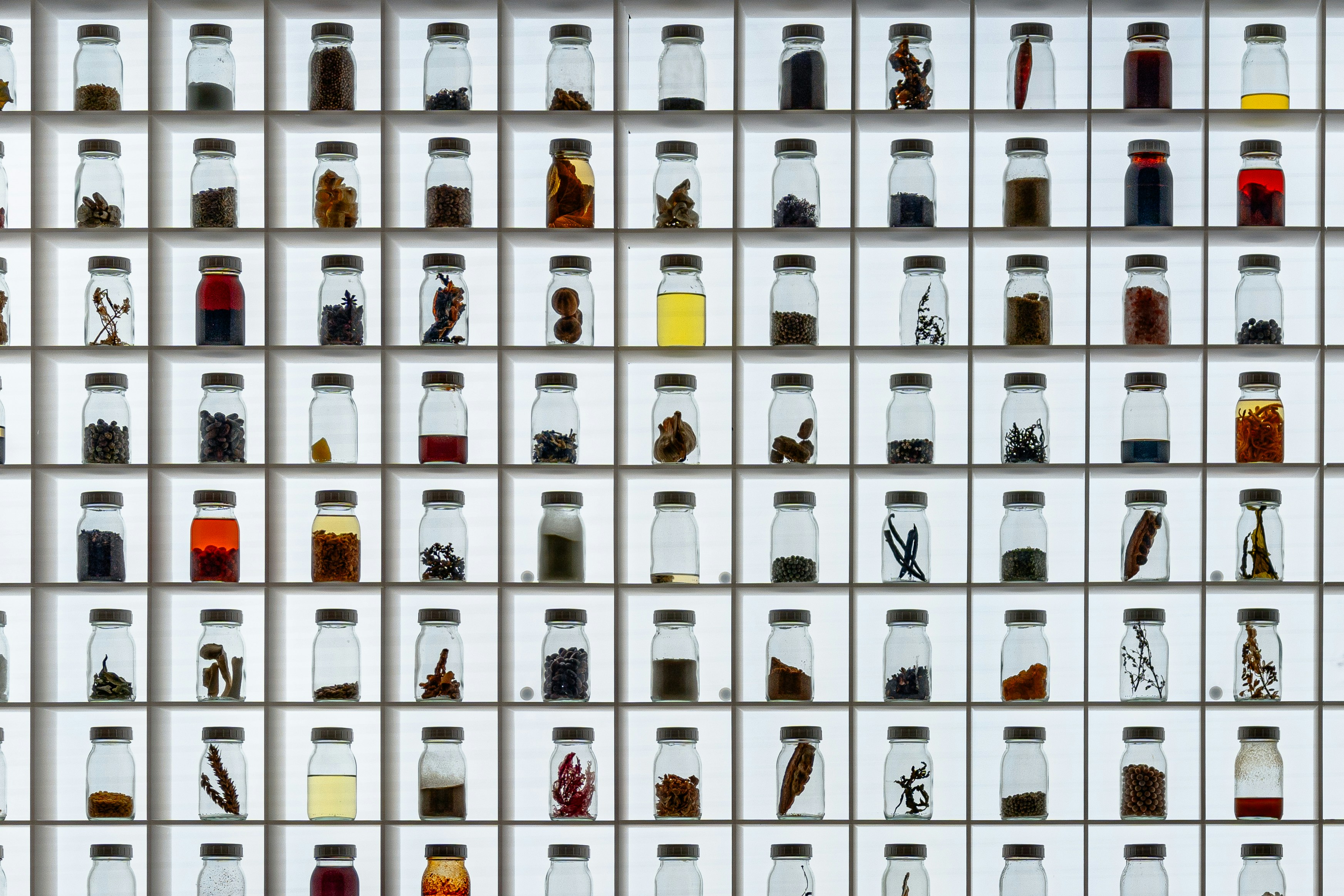 a wall of bottles filled with different types of liquid