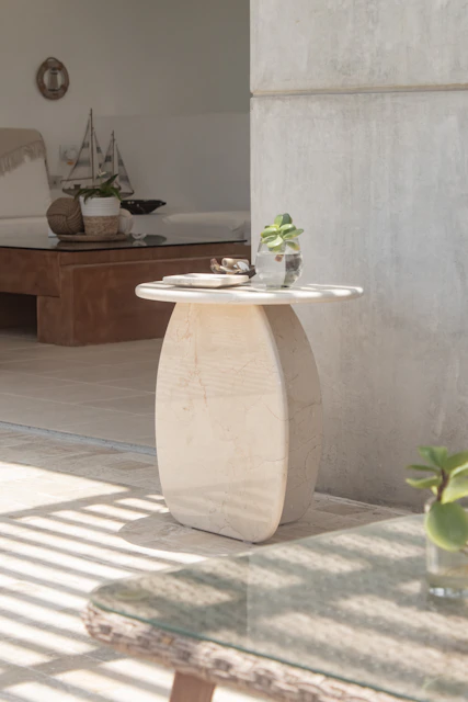a beige marble table crema marfil
