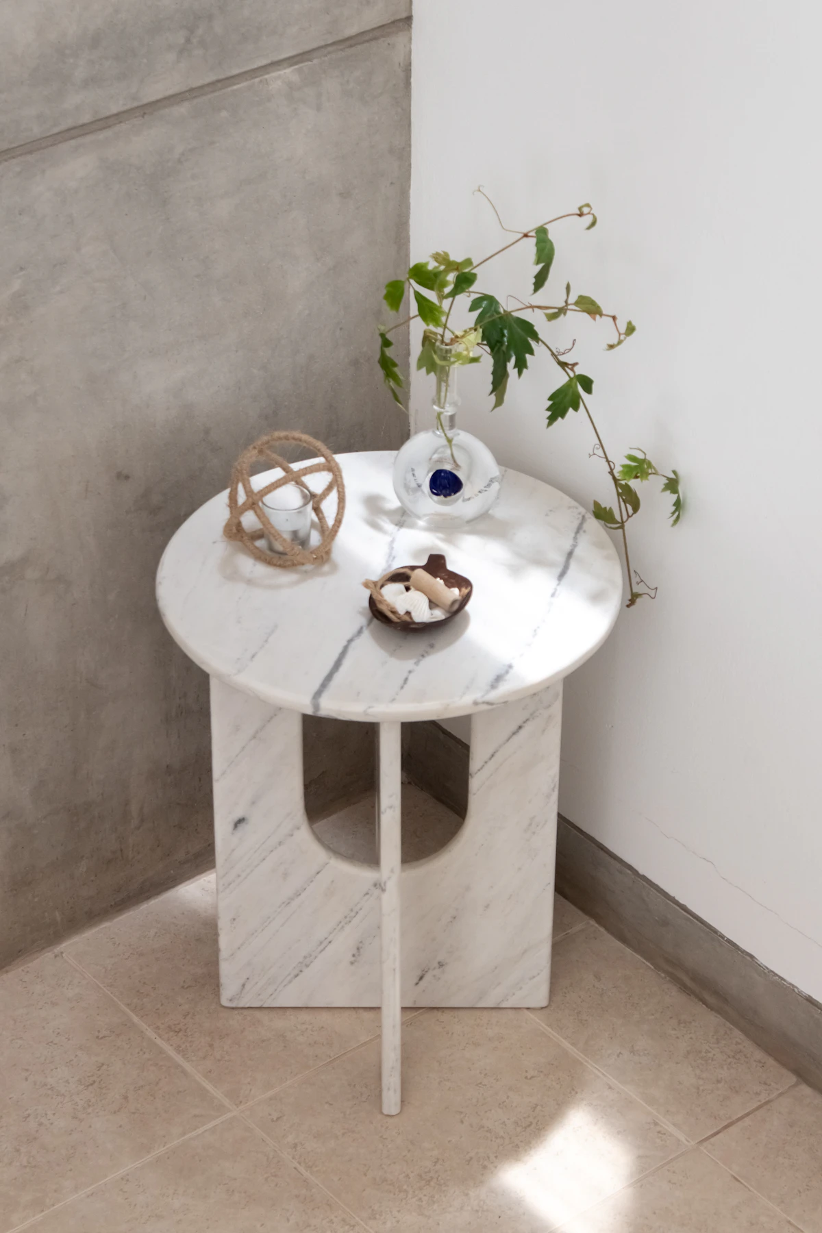 Table d'appoint Arche en marbre Carrare