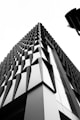 a black and white photo of a tall building