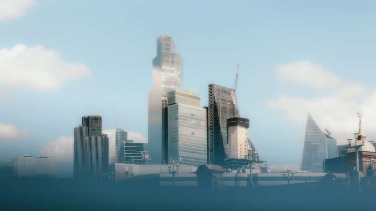 a view of a city with skyscrapers in the background