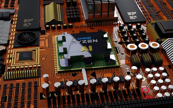 a close up of a computer board with many components