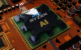a close up of a cpu chip on top of a printed circuit board