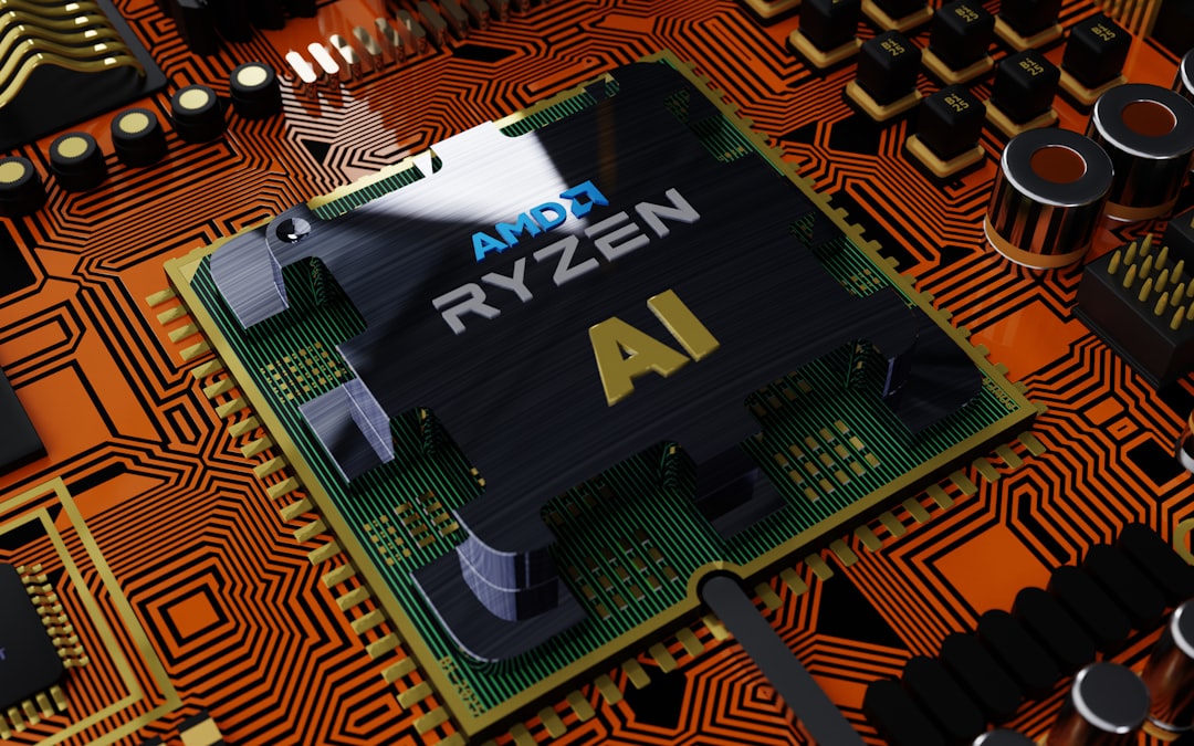 a close up of a cpu chip on top of a printed circuit board