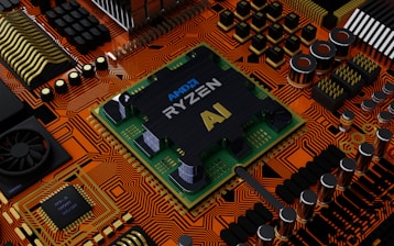 a close up of a computer processor chip