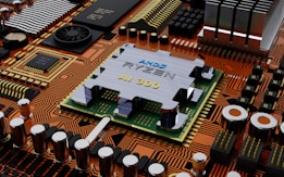 a close up of a computer motherboard with many components