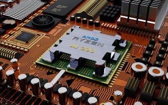 a close up of a computer motherboard with many components