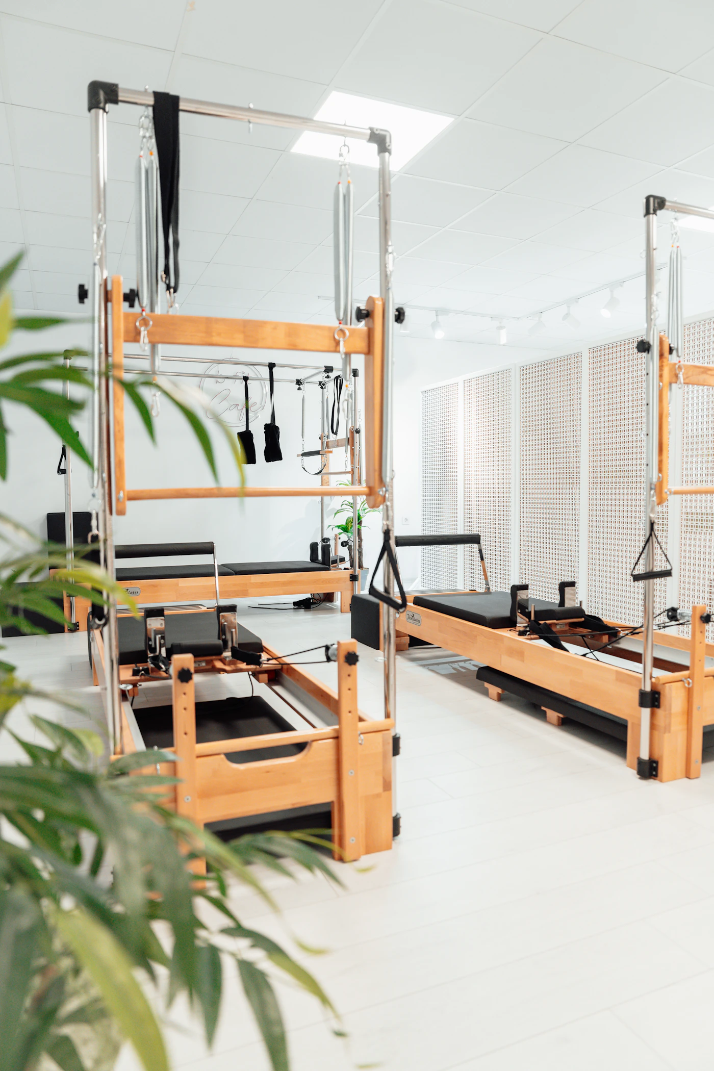 Pilates reformer in a studio setting