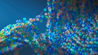 a close up of a blue and green structure