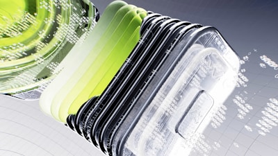 a close up of a stack of plastic containers